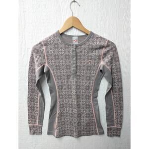 Kari Traa Nordic Print Base Layer Top Snowflakes 100% Wool Size XS